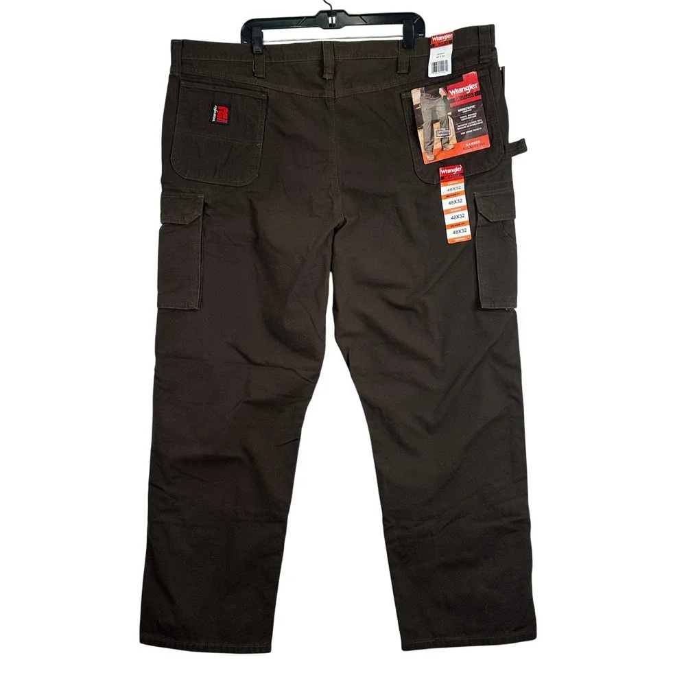 Wrangler Riggs Workwear Ripstop Pants Mens 48x32 Dark Brown Rugged Utility Work